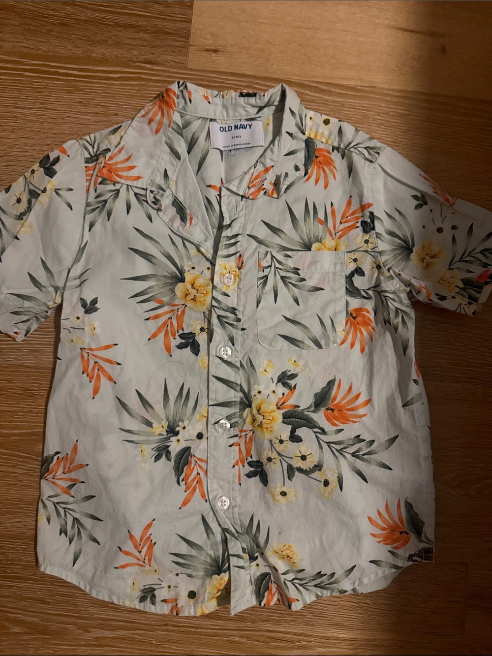 Old Navy Cream Short-Sleeve Tropical Floral Shirt